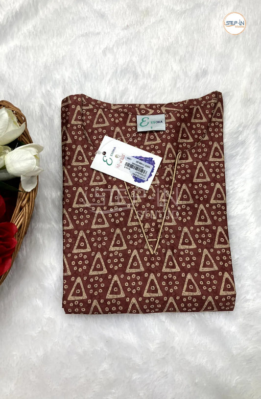 Floral Semi Tissu Printed Top - Rust Brown