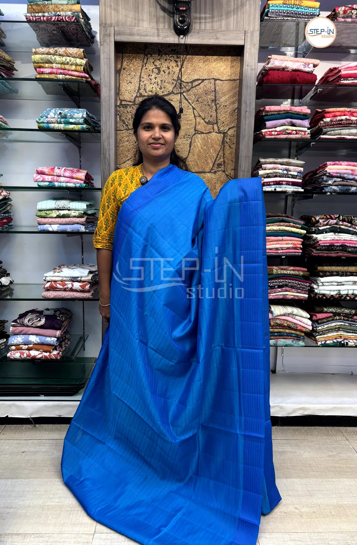 Light Weight  Uppada Silk Saree With Self Blouse & Pallu - Dark Sea Blue