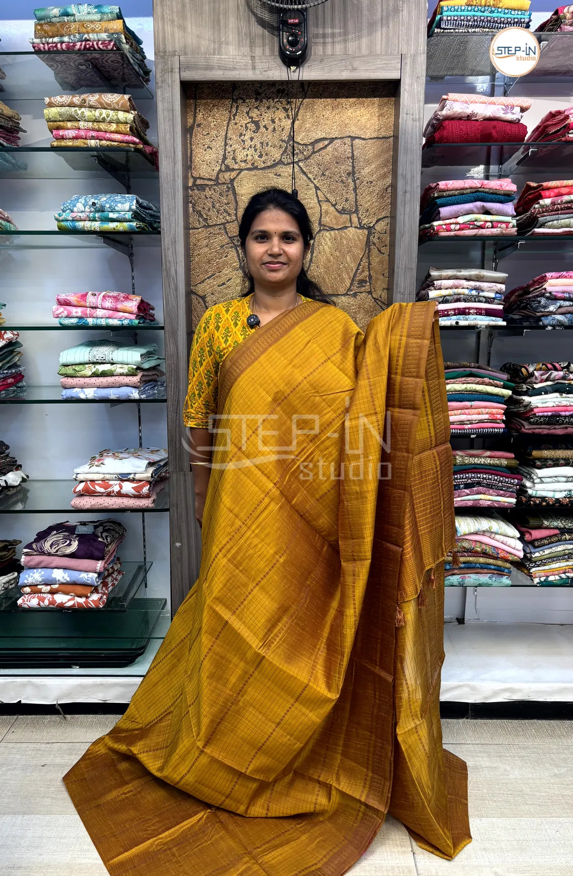 Light Weight  Uppada Silk Saree With Self Blouse & Pallu - Gold Yellow