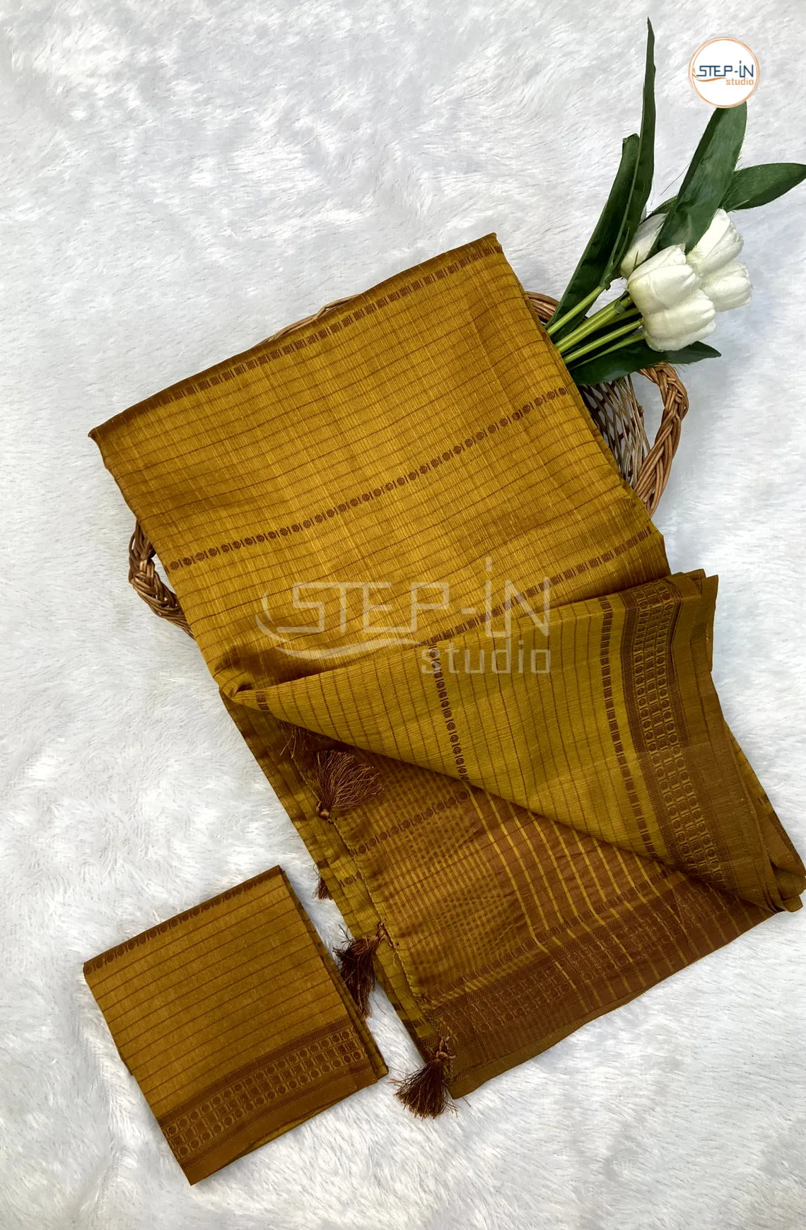 Light Weight  Uppada Silk Saree With Self Blouse & Pallu - Gold Yellow