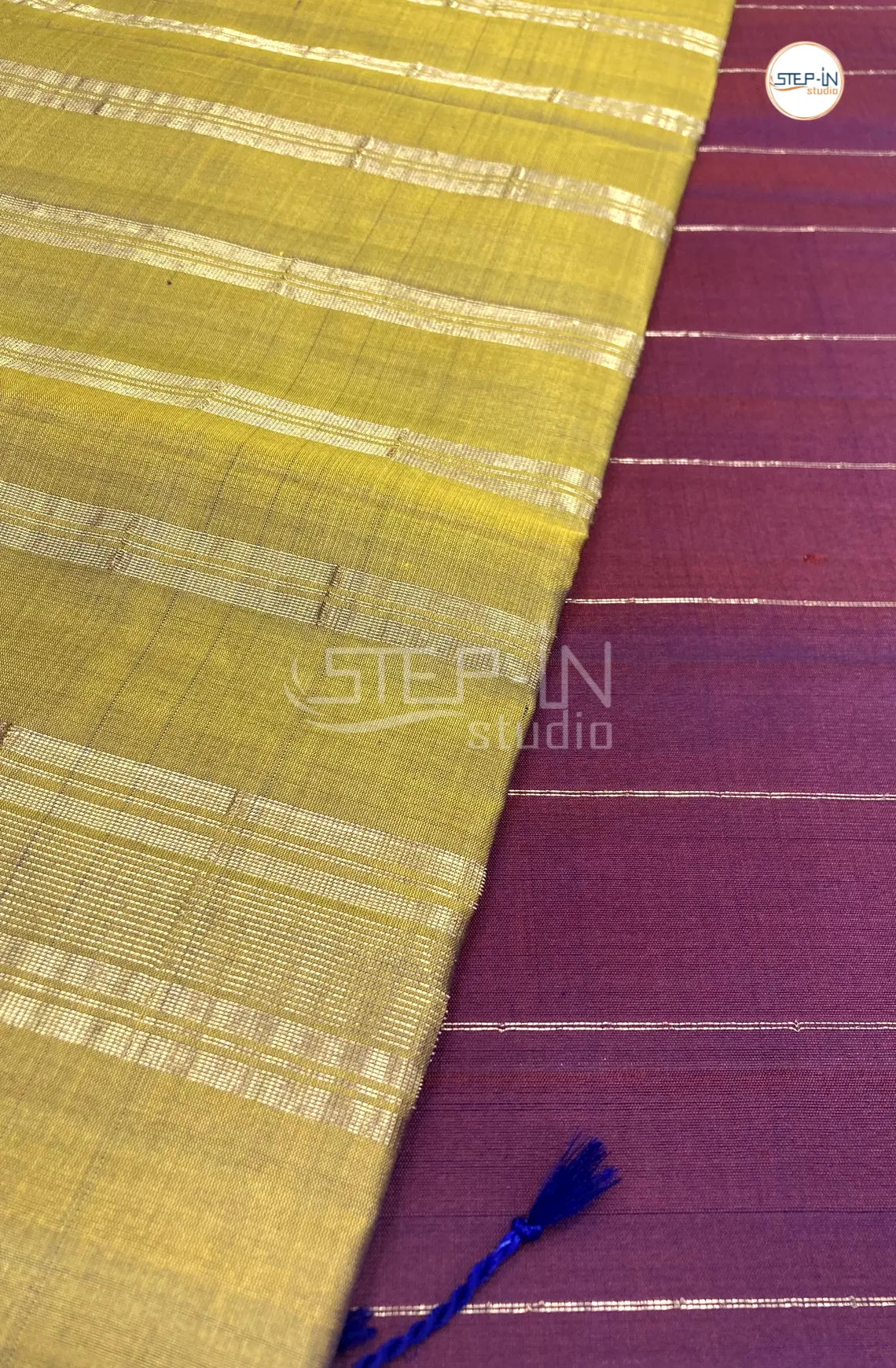 Maroon Gold Zari Lines Design Soft Silk Saree With Contrast Boluse and Pallu