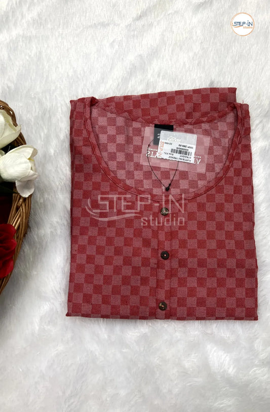 Mini Checked Cotton Top - Red