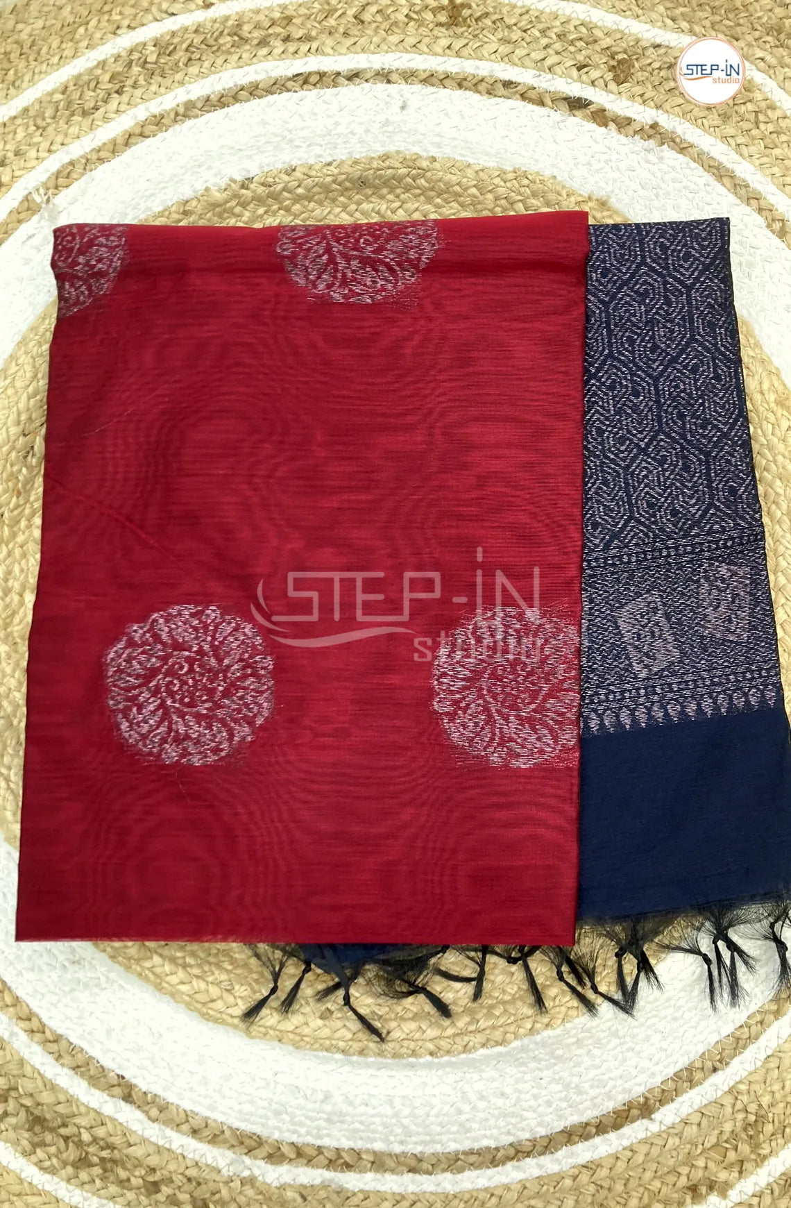 Neem Zari Silk Cotton Saree - Pink with Blue