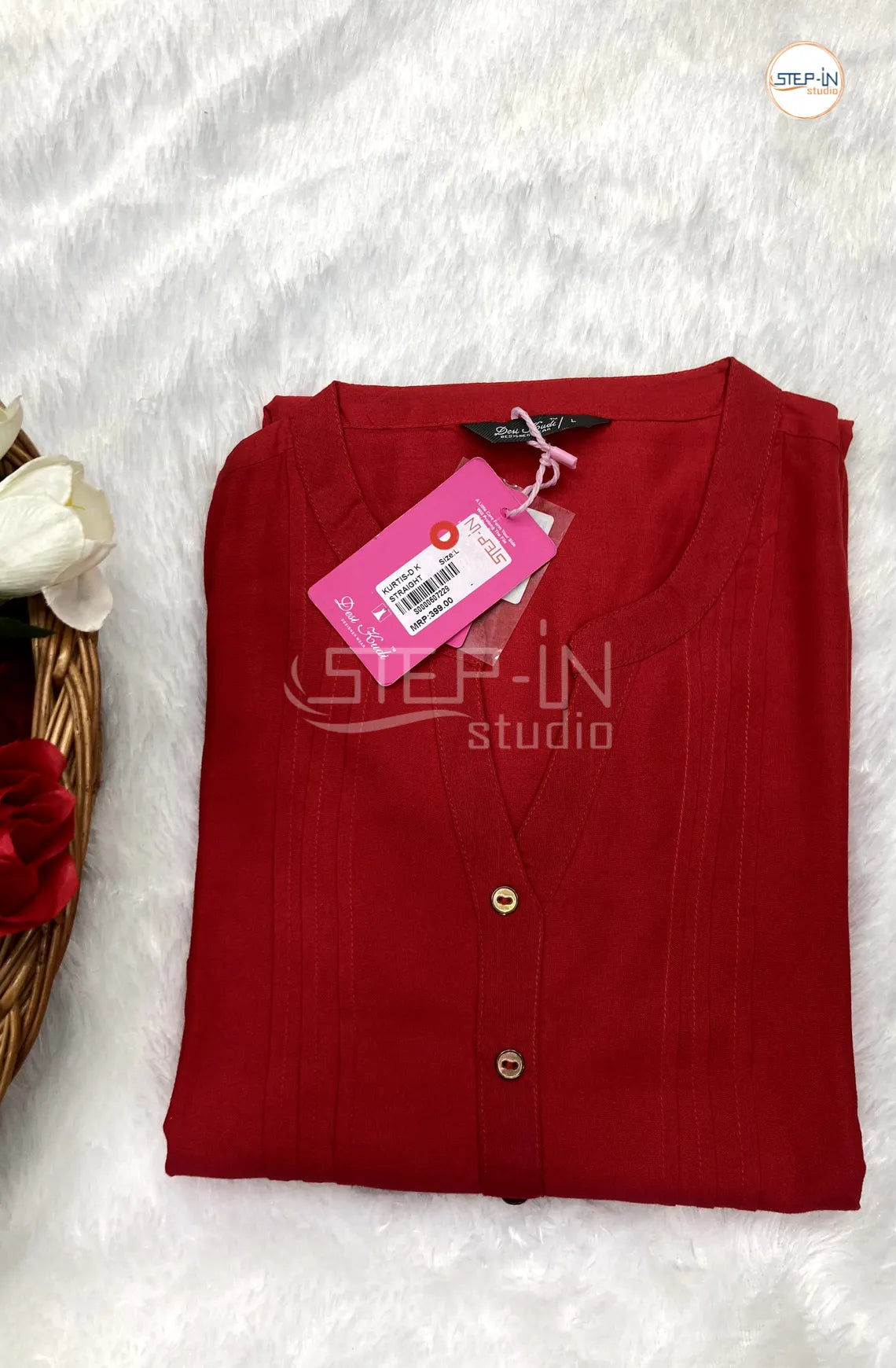 Plan Mandarin Coller Top - Chilli Red