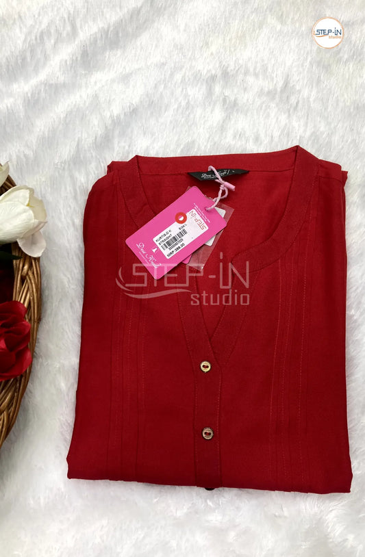 Plan Mandarin Coller Top - Chilli Red