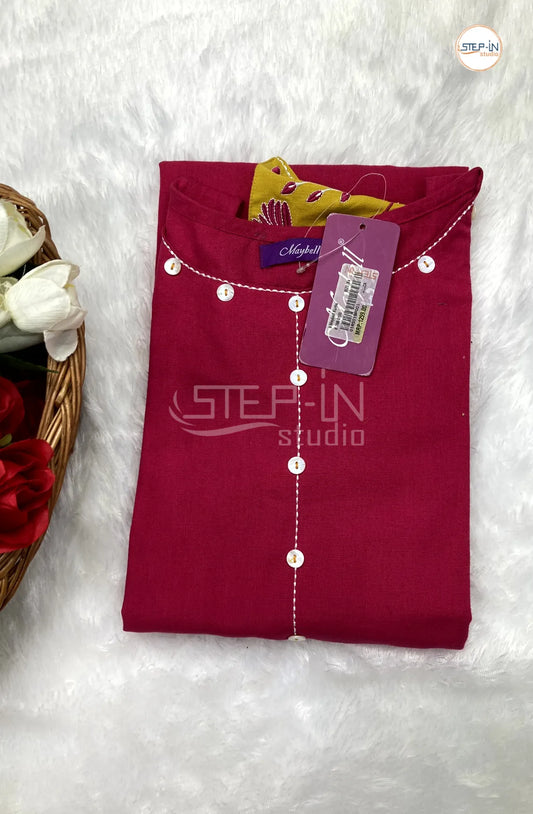 Plan With Coat Cotton Top - Dark Pink