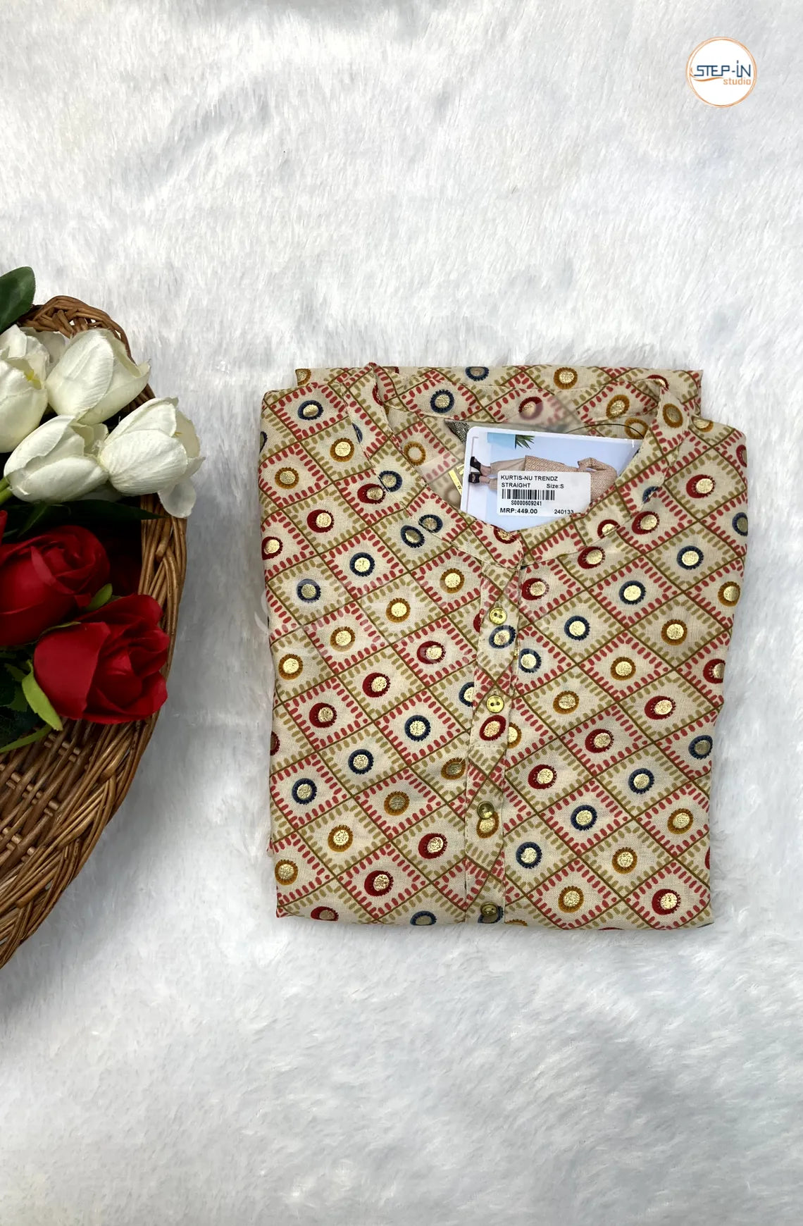 Printed Cotton Top-Cream