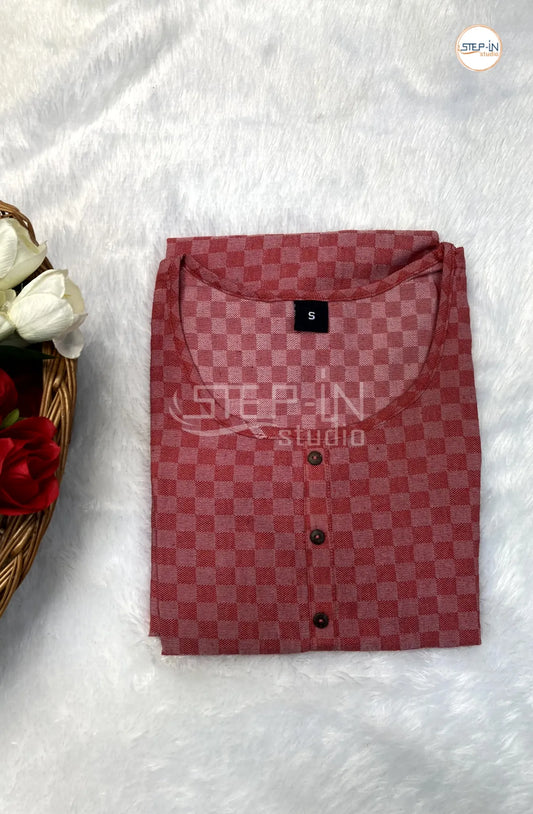 Printed Cotton Top-Peach