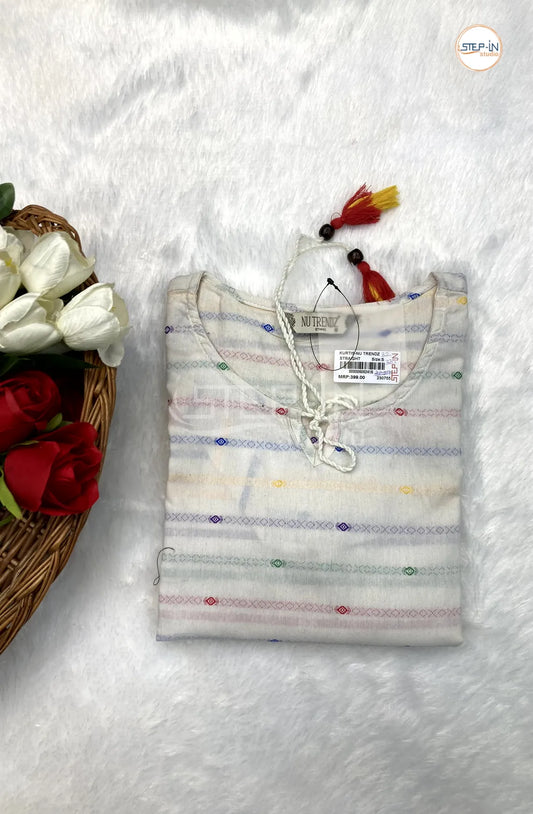 Printed Cotton Top-White