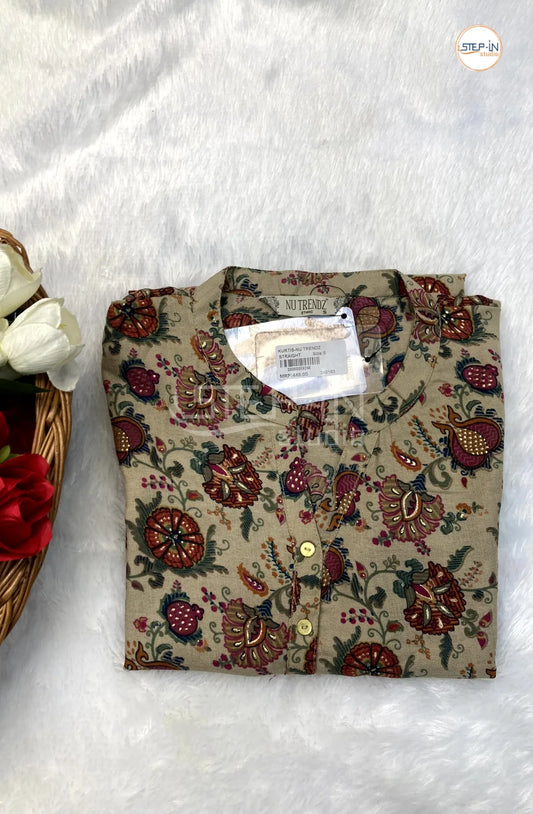 Printed Cotton Top Floral-Grey