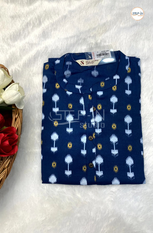 Printed Cotton Top - Blue