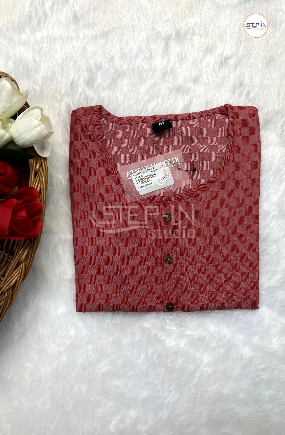 Printed Pure Cotton Top - Cardinal Red