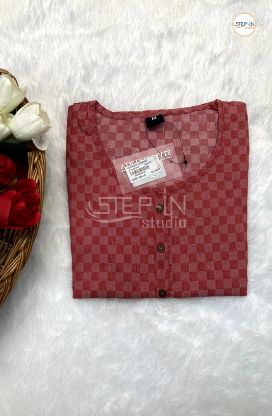 Printed Pure Cotton Top - Cardinal Red