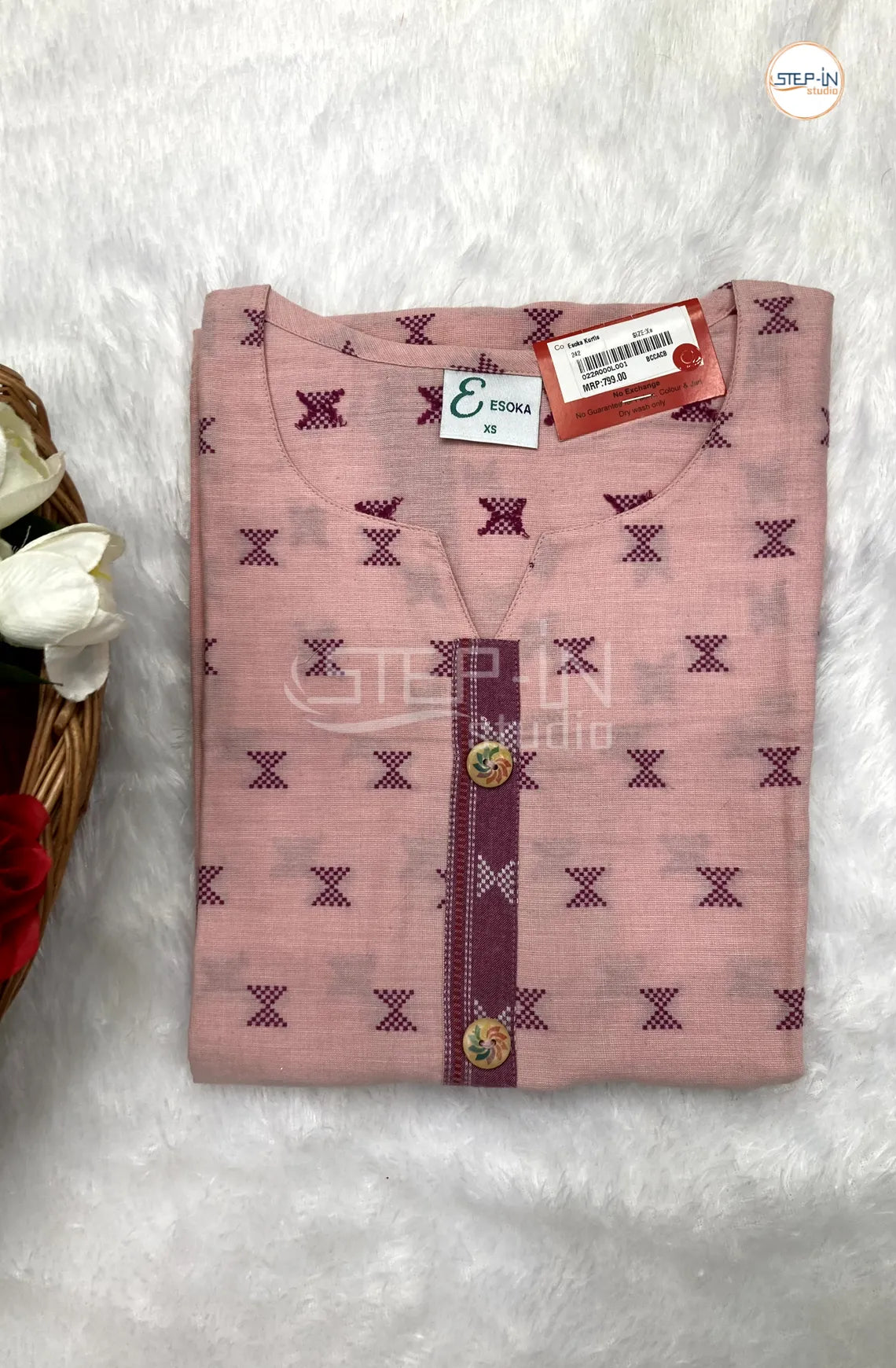 Pure Cotton Handloom Top - Light Pink