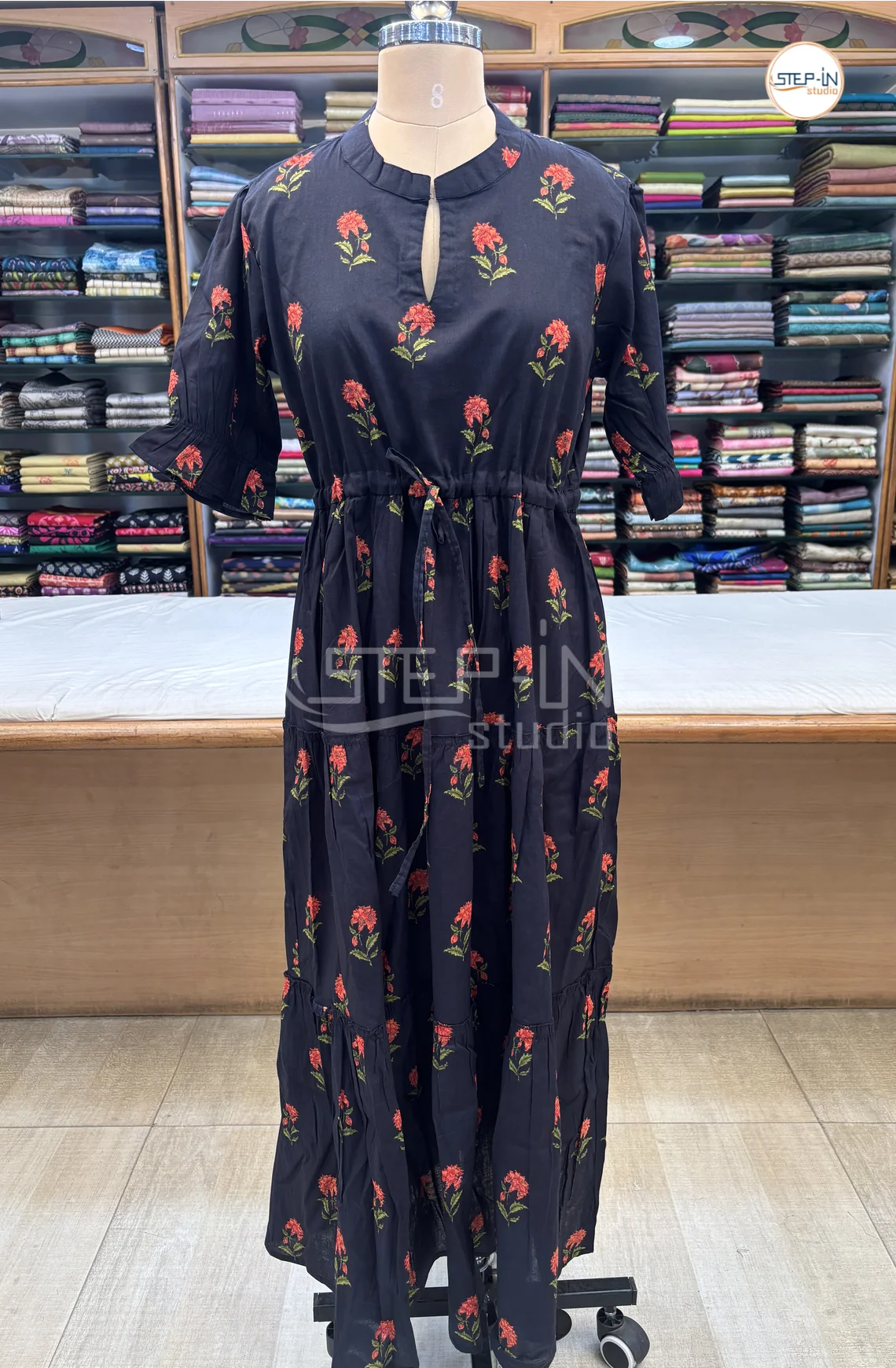 Pure Cotton Maxi-BlackwithRed