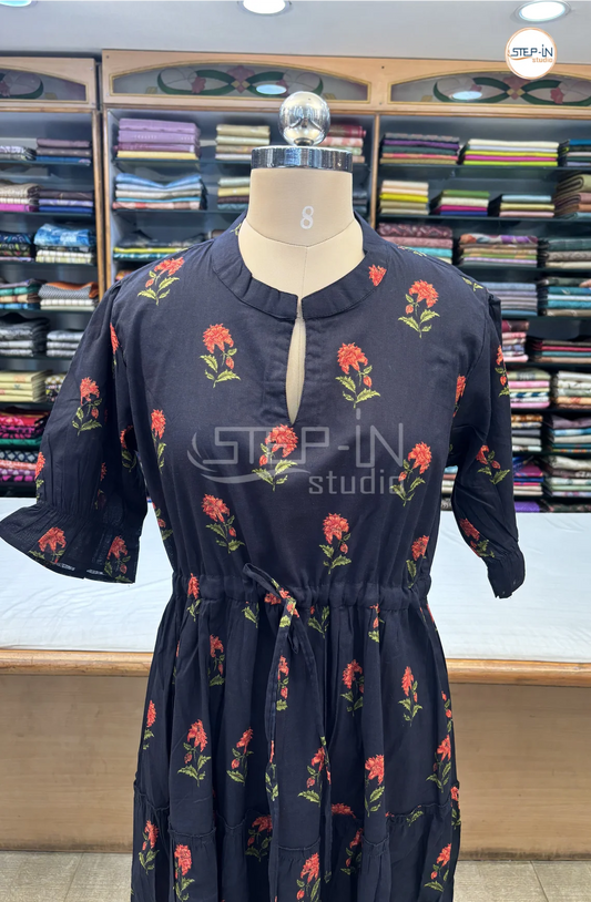 Pure Cotton Maxi-BlackwithRed