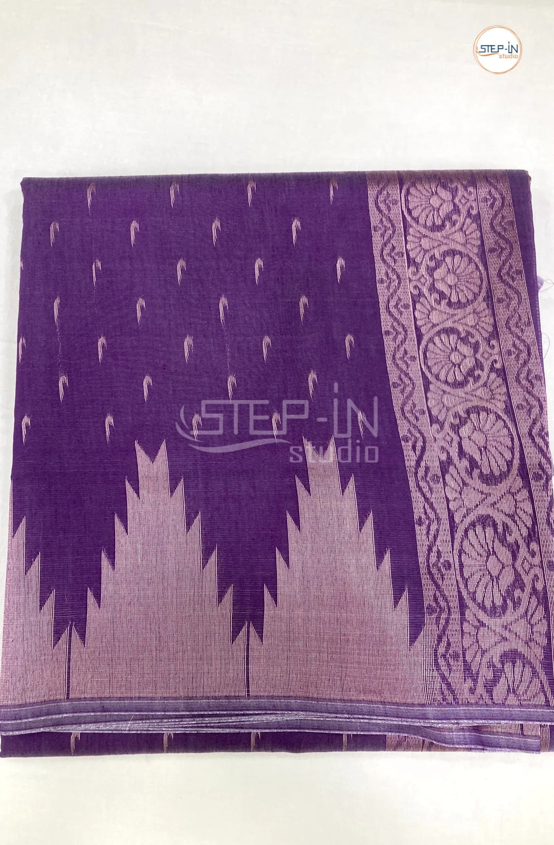 Pure Silk Cotton Saree With Elegant Temple Border - Lavender