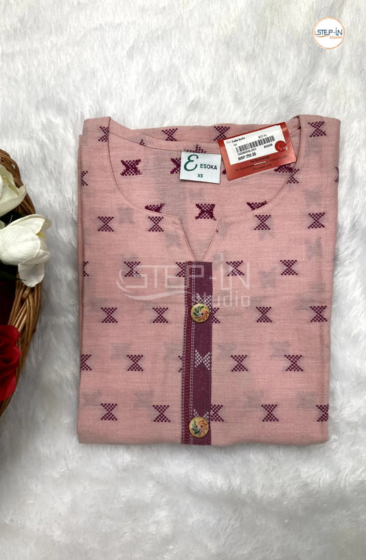 Pure Cotton Handloom Top - Light Pink