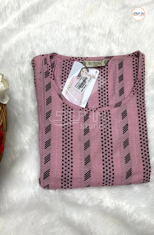 Pure Cotton Striped Top - Light Pink