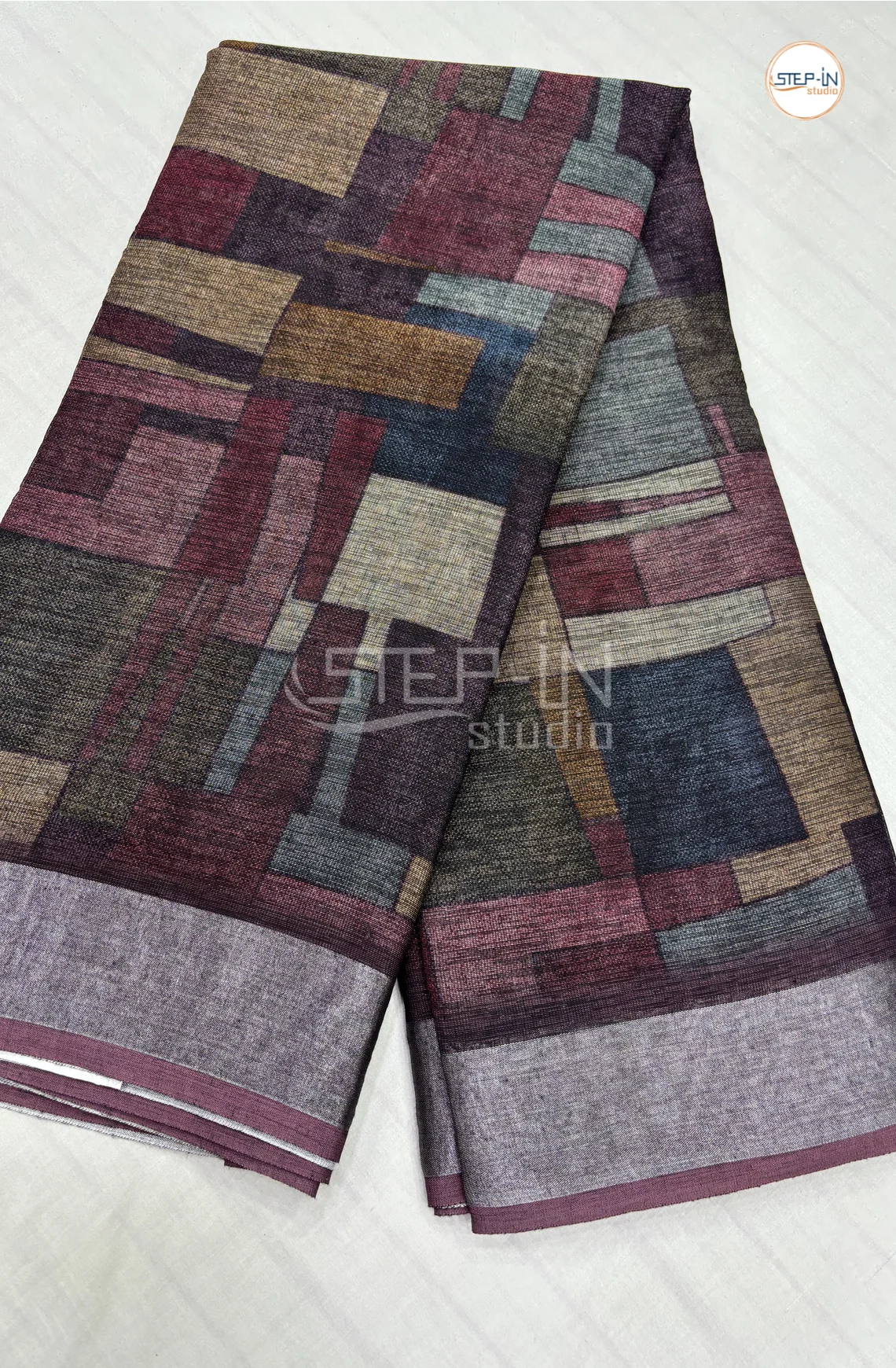 Soft Linen Cotton Saree-Maroon