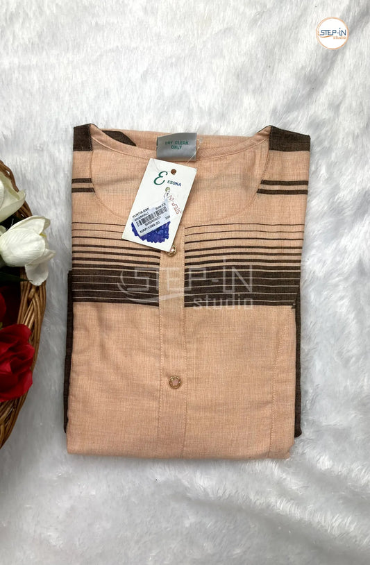 Striped Pure Cotton Top - Petal Peach