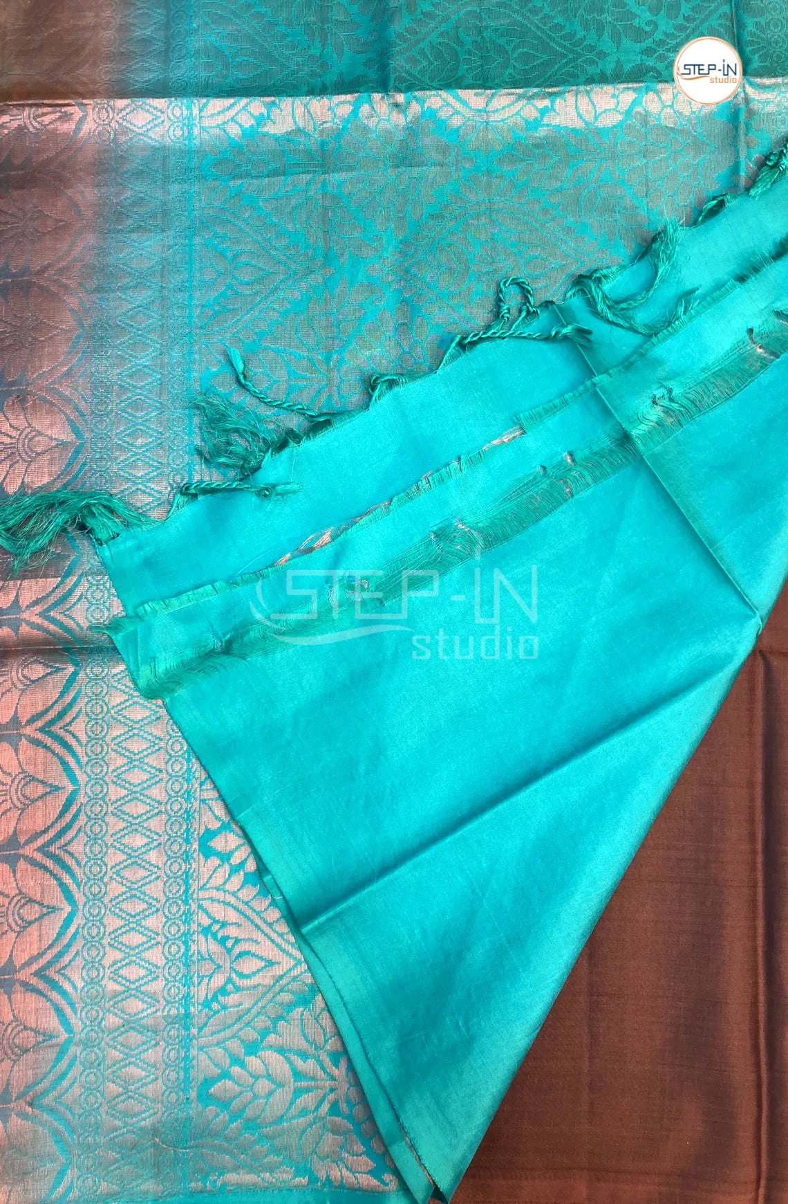 Pure Handwoven Silk Saree with Traditional Motif - Brown